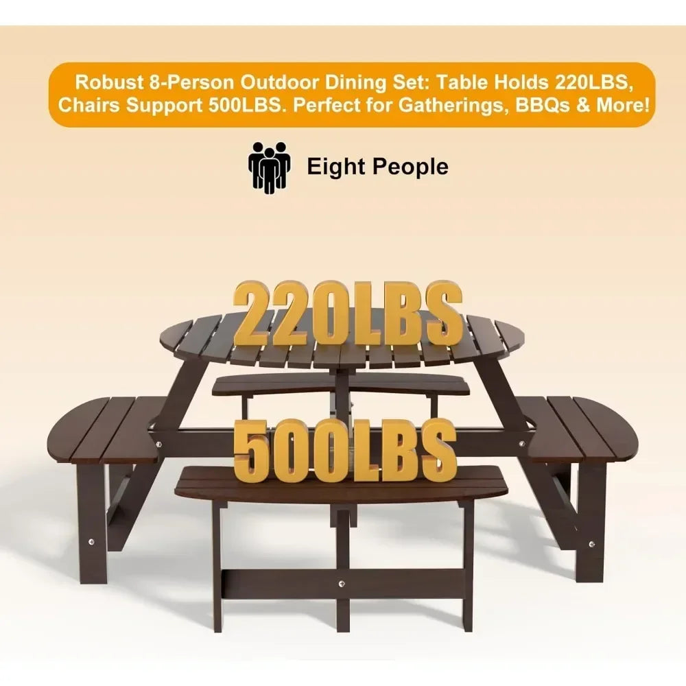 1720lb Capacity  Round Table With Umbrella Hold