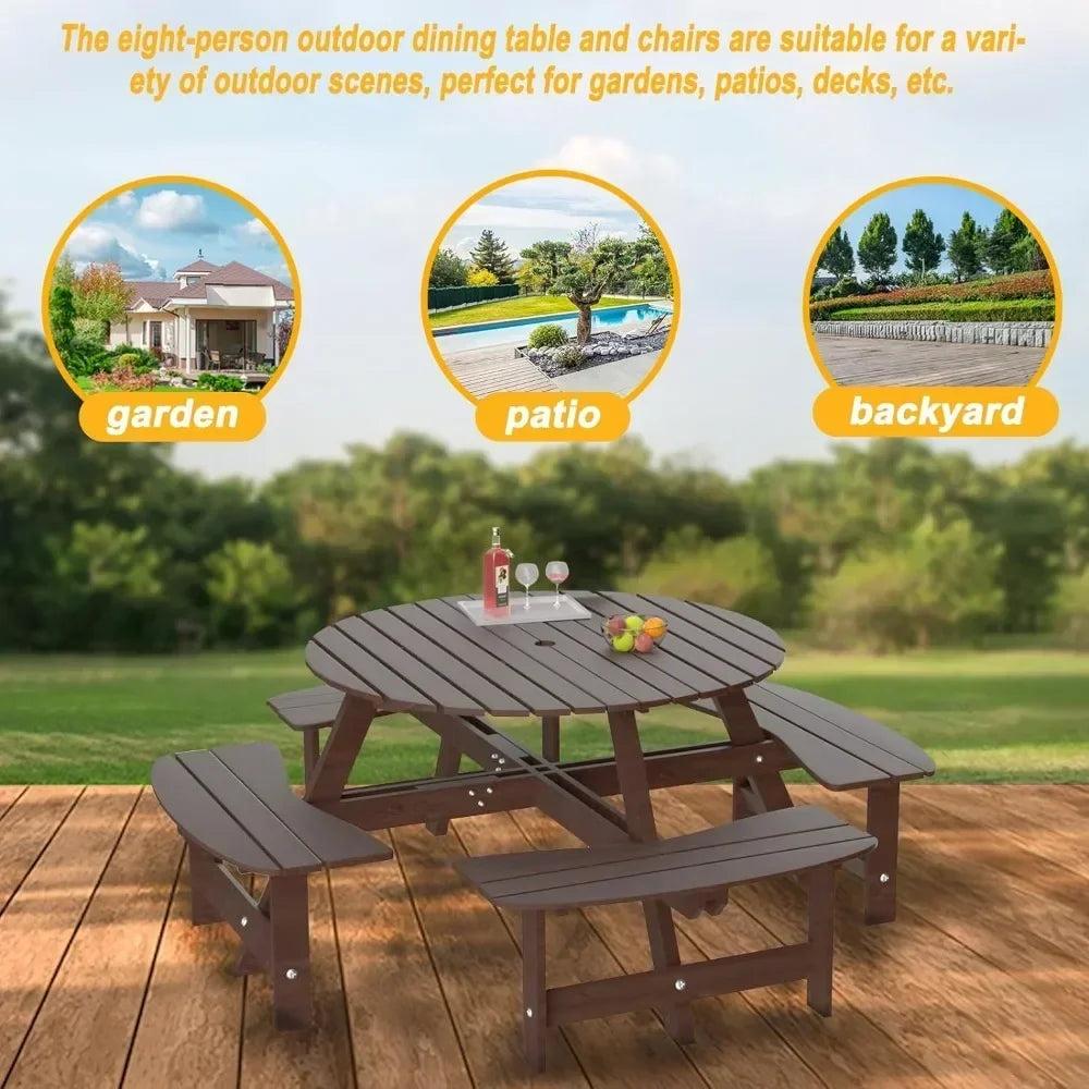 1720lb Capacity  Round Table With Umbrella Hold