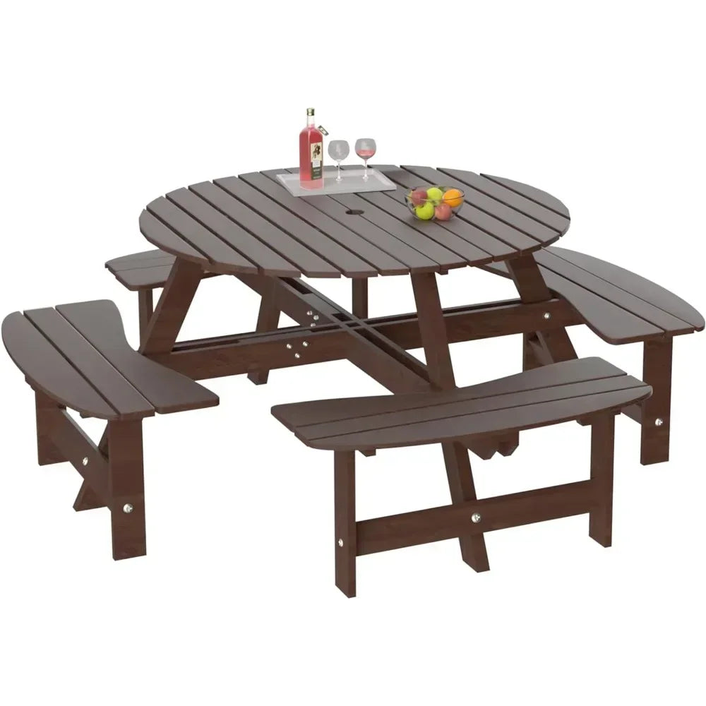 1720lb Capacity  Round Table With Umbrella Hold